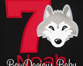 Wolf Birthday Shirt, Boys or Girls, Custom, Personalzed, Embroidered