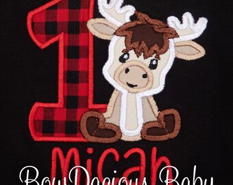 Moose Shirt, Moose Party, Woodland Birthday, Birthday Shirt, Baby Moose, Any Number, Any Colors