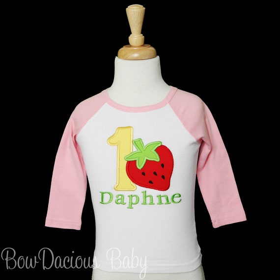 Strawberry Birthday Top, Sweet One Birthday Shirt, Birthday Personalized Birthday Shirt, Girls 1st Birthday, Appliqued, Embroidery, Custom Il_570xn