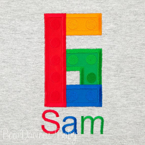 Building Blocks Birthday Shirt, Primary Colors, Personalized, Number Birthday Shirt, Blocks Party, Custom, Embroidered, Any Colors Il_570xn