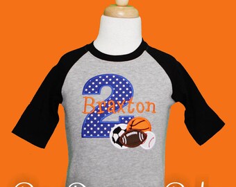 Boys Sports Birthday Shirt, Sports Ball Birthday, All Star Birthday, Boys Sports Shirt, Personalized Sports Birthday, Custom, Any Age/Colors