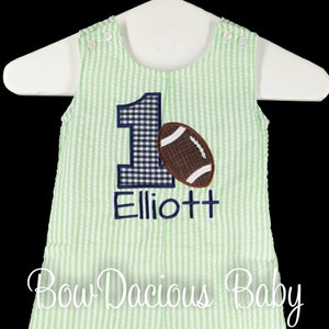 Football Birthday Outfit, Football Jon Jon, Football 1st Birthday, Seersucker Jon Jon, Personalized, Embroidered, Custom, YOU PICK