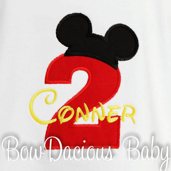 Mickey Mouse Birthday Number Shirt, Minnie Available, Custom Fabrics, Girls Birthday Shirt, Shirt, Tank,  Bodysuit ,Gift