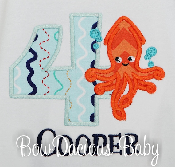Squid Birthday Shirt, Under the Sea Birthday, Sea Creatures Birthday, Ocean Birthday Shirt, Custom Il_570xn