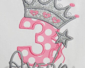 Princess Tiara Birthday Shirt or Bodysuit, Any Age, Custom