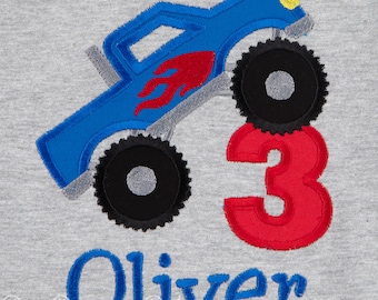 Boys Monster Truck Birthday Shirt, Personalized Birthday Shirt, Monster Truck Party, Smash Birthday, Custom Colors, Boys' Birthday Shirt