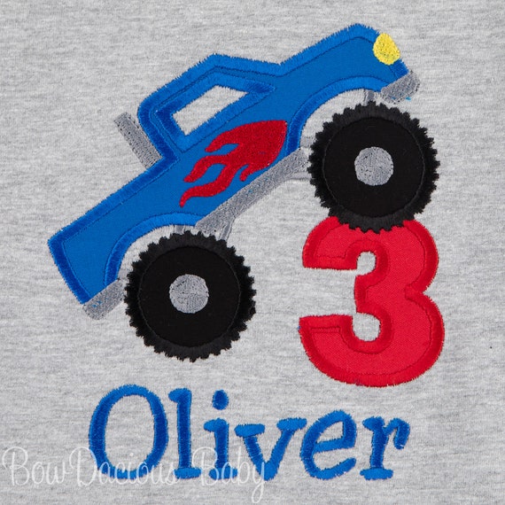 Boys Monster Truck Birthday Shirt, Personalized Birthday Shirt, Monster Truck Party, Smash Birthday, Custom Colors, Boys' Birthday Shirt Il_570xn