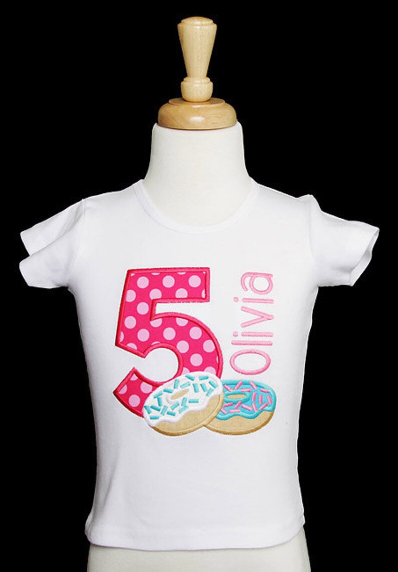 Donut Birthday Shirt, Donut Birthday Party, 5th Birthday Shirt, Any Age, Birthday Shirt or Bodysuit, Birthday Tee, Donut Party, Custom image 3