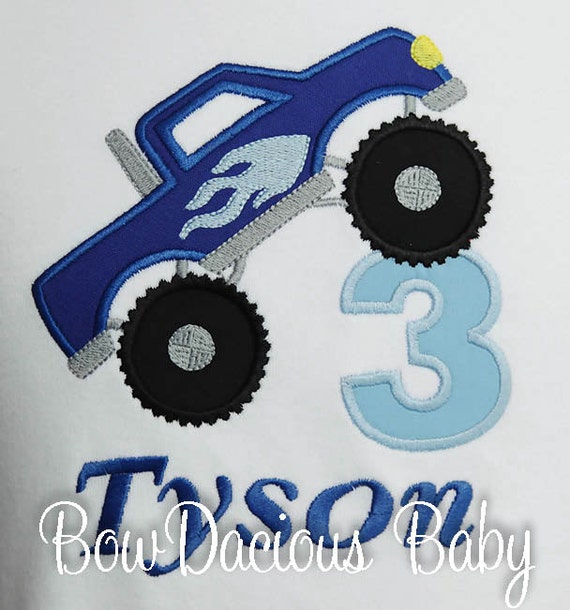 Monster Truck Birthday Shirt, Monster Truck Party Shirt, Smash Birthday, Boys Birthday Shirt or Bodysuit, Custom, Third Birthday, Any Age Il_570xn