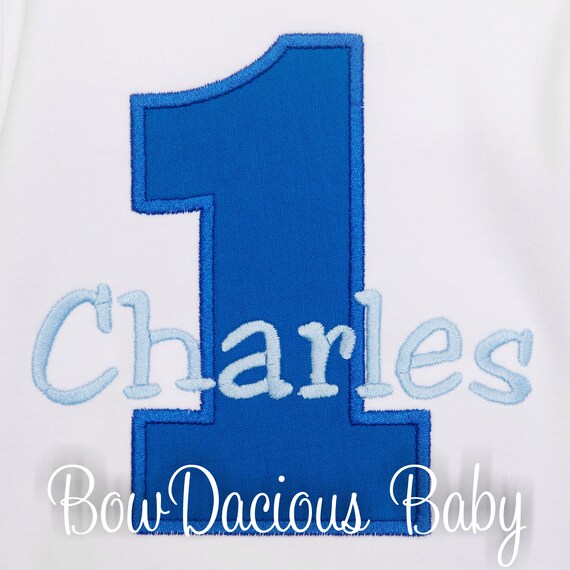 Birthday Number Shirt, 1st Birthday Shirt, Age Birthday Shirt, 1st Birthday Shirt, Boy First Birthday, Applique, Embroidered, Any Age/Colors Il_570xn