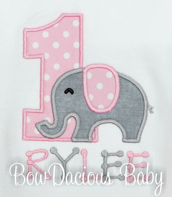 Elephant First Birthday Shirt, Elephant Birthday Outfit, Elephant Birthday Shirt, 1st Birthday Girls Elephant Shirt, Custom, Any Age/Colors Il_570xn