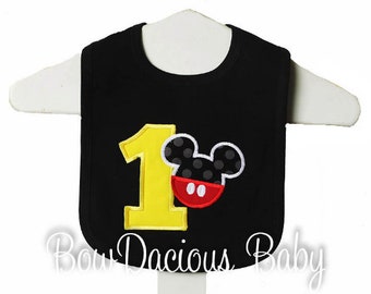Mickey Mouse Bib, Custom Mickey Mouse Bib, Mickey 1st Birthday Bib, Mickey First Birthday Bib, Cake Smash Bib, Custom Colors and Fabric