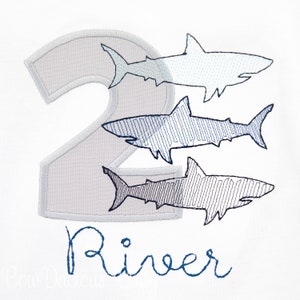 Shark Birthday Shirt, ANY AGE, Shark Shirt for Birthday, Toddler Birthday Shirt, Boy Shark Shirt, Birthday, Custom, Embroidered, Personalied