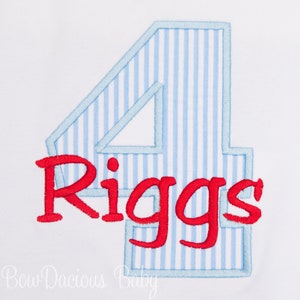 Number Birthday Shirt, 4th Birthday Shirt, Age Birthday Shirt, 4th Birthday Shirt, Boy Fourth Birthday, Embroidered, Any Age/Colors