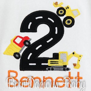 Construction Vehicles Birthday Shirt or Bodysuit, Construction Birthday Shirt, Construction Birthday Party Shirt, Boys Birthday, Any Age image 1