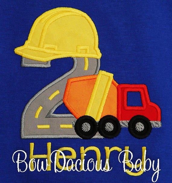 Truck Birthday Shirt or Bodysuit, Cement Truck, Construction Party, Bulldozer, Dump Truck Theme Birthday Party, Excavator, Custom, Any Age Il_570xn