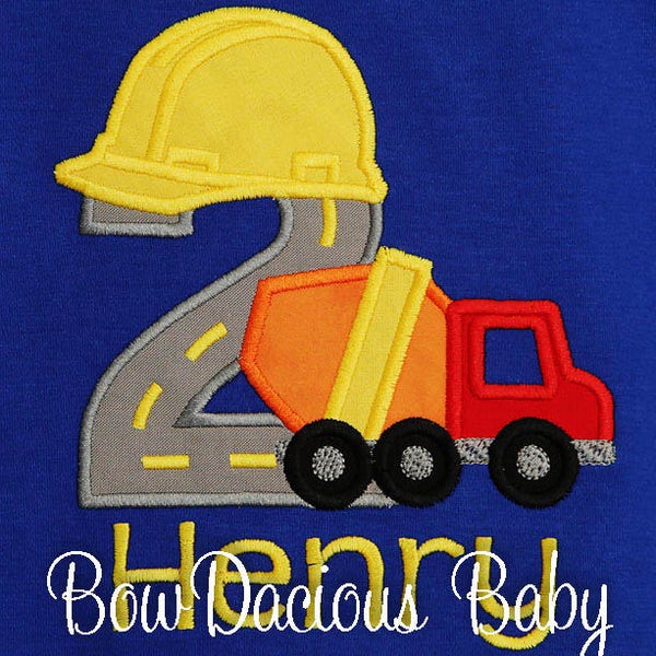Construction Truck Birthday Shirt or Bodysuit: Custom Party Theme