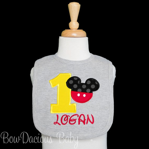 Mickey Mouse Bib, Custom Mickey Mouse Bib, Mickey 1st Birthday Bib, Mickey First Birthday Bib, Cake Smash Bib, Custom Colors and Fabric Il_570xn