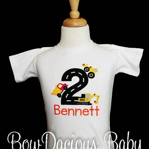 Construction Vehicles Birthday Shirt or Bodysuit, Construction Birthday Shirt, Construction Birthday Party Shirt, Boys Birthday, Any Age image 2