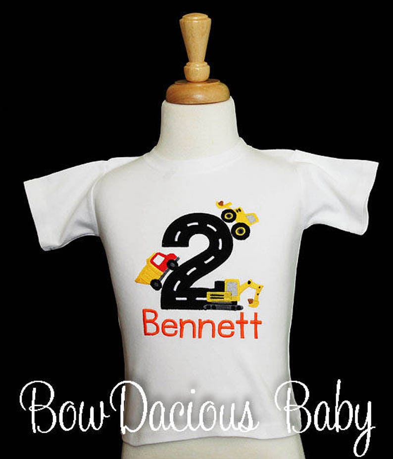 Construction Vehicles Birthday Shirt or Bodysuit, Construction Birthday Shirt, Construction Birthday Party Shirt, Boys Birthday, Any Age image 2