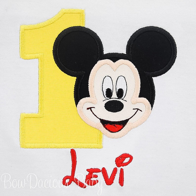Mickey Mouse Birthday Shirt, Personalized, Custom Colors, Any Age image 1