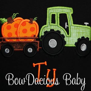 Pumpkin Tractor Shirt or Bodysuit, Boys Fall Shirt, Thanksgiving Shirt, Tractor with Pumpkin, Pumpkin Patch Shirt, Fall Outfit, Thanksgiving