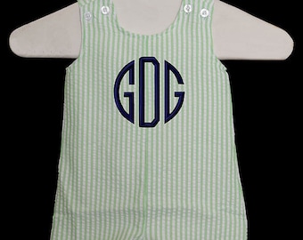 Baby Boy Monogrammed Jon Jon, Custom Boys Jonjon, Personalized Jon Jon, Green Jon Jon, Seersucker Jon Jon, Baby Boy Outfit, Baby Shower Gift