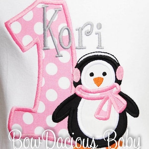 Penguin Birthday Shirt, Girl&#39;s Penguin Birthday Shirt or Bodysuit, Personalized Penguin Birthday Shirt, Custom Penguin Birthday Shirt