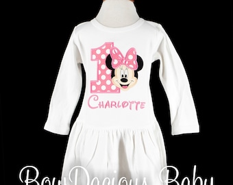 Minnie Birthday Dress, Minnie Mouse Birthday Dress, Girl's Minnie Birthday Dress, Custom, ANY AGE/COLORS