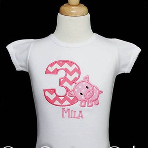 Girls' Pig Birthday Shirt or Bodysuit, Pig Birthday Shirt, Farm Birthday, Farm Party, Custom Made Pig Birthday Shirt, Any Age, Any Fabrics image 2