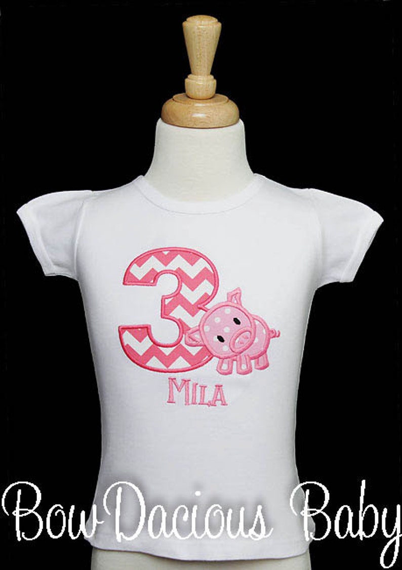 Any Age Pig Birthday Shirt Farm Birthday Farm Party Custom Made Pig Birthday Shirt Girls/' Pig Birthday Shirt or Bodysuit Any Fabrics
