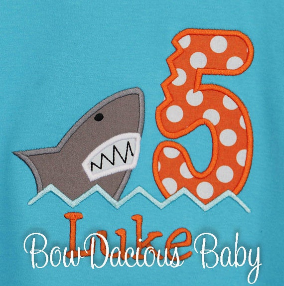 Shark Birthday Shirt, Shark Birthday, Ocean Theme, Birthday Embroidered Shirt, Shark Birthday Shirt, Shark Bite Birthday, Boys Shark Shirt Il_570xn