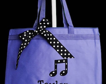 Music Bag, Music Tote Bag, Custom Bag, Personalized Bag, Birthday Gift, Monogrammed Overnight Bag, Flower Girl Gift, Bridesmaid Gift