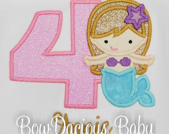 Personalized Glitter Mermaid Birthday Shirt: Custom Girls Outfit