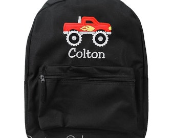 Monster Truck Backpack, Personalized Backpack, Boys Backpack, Monogrammed, Solid Backpack, Personalized Backpack, School Bag, CUSTOM