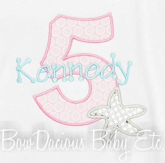 Starfish Birthday Shirt, Custom Starfish Birthday Shirt, Personalized Starfish Birthday Shirt, Girls Starfish Birthday Shirt, Any Age Il_570xn