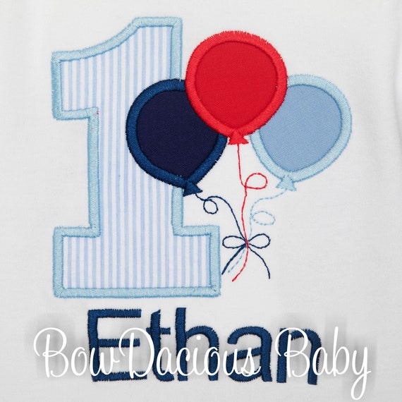 Balloon Bunch Embroidered Birthday Shirt, Any Age, Colorful Personalized, Boy or Girl, First, Second, Third Birthday, Embroidered, Any Age Il_570xn