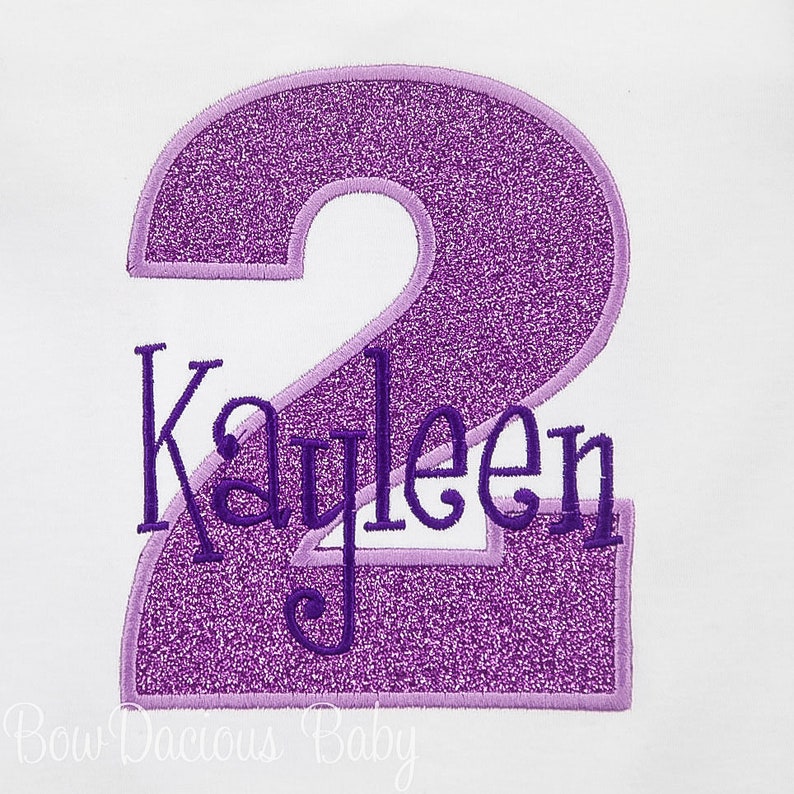 TWO, Birthday Girl Shirt, Second Birthday Girls, 2nd Birthday Tee, Toddler Girl Birthday Shirt, Two Shirt Girls, Embroidered, Any AGE/COLORS image 1