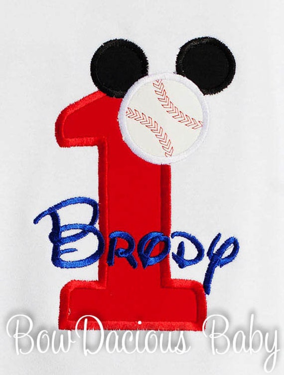 Baseball Mickey Mouse Birthday Number Shirt, Baseball Shirt, Custom Fabrics, Girls Birthday Shirt, Shirt, Tank,Bodysuit ,Gift Il_570xn