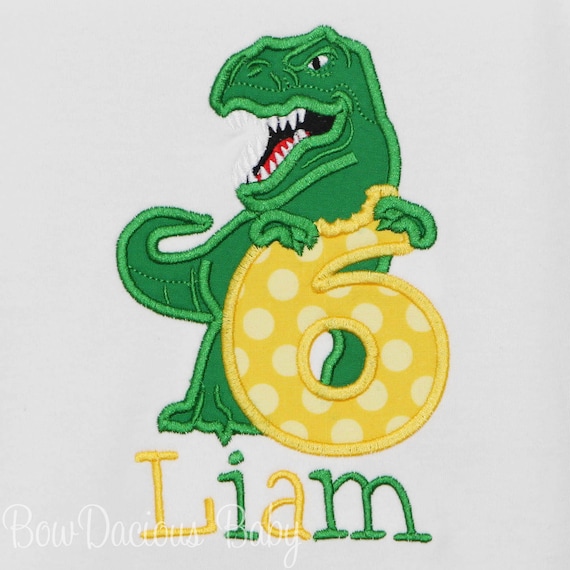 Dinosaur Birthday Shirt, Boys Sixth Birthday Dino Tshirt, Dino Six Birthday Shirt, T Rex Dinosaur Birthday Tee, Custom, Embroidered Il_570xn