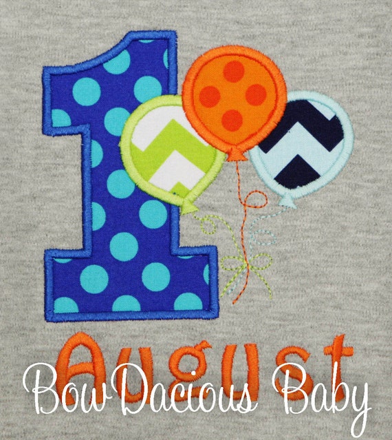 Birthday Boy Balloon Shirt or Bodysuit, Personalized First Birthday Balloons Shirt, Birthday Celebration Cake Smash, ANY AGE/COLORS Il_570xn