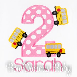 Girls School Bus Birthday Shirt, School Bus Birthday Shirt, Custom, Personalized, Embroidered, YOU PICK
