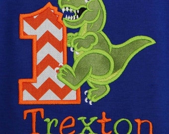 T-Rex Kids Personalized Dinosaur T-Shirt, Any Colors, Name, and Age, Children's Birthday Dino, CUSTOM