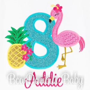 Flamingo and Pineapple Birthday Shirt, Hawaiian Birthday Shirt, Flamingo Birthday, Pineapple Birthday, YOU PICK, Embroidered