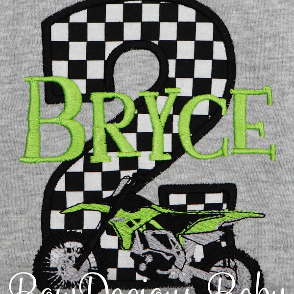 Dirtbike Birthday Shirt for Boy or Girl, Kids Personalized Motocross Tee, Personalized Bday Tshirt, Dirt Bike Name and Age, Custom