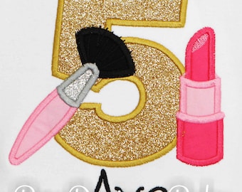 Makeup Birthday Shirt: Custom Embroidered Appliqued Shirt