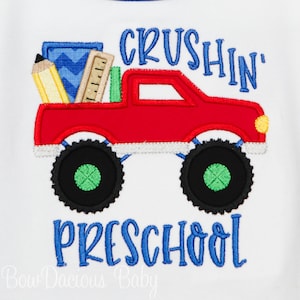 Back to School Boys Monster Truck Shirt, Boys  Preschool T-shirt, Back to School, Preschool Shirt, School, Truck Shirt, Custom, Any Grade