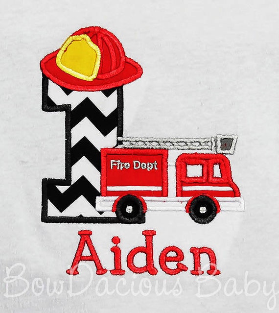 Firetruck Birthday Shirt, Boys Fire Truck Birthday Shirt, Custom Made to your Specifications, Ages 1-9 Il_570xn