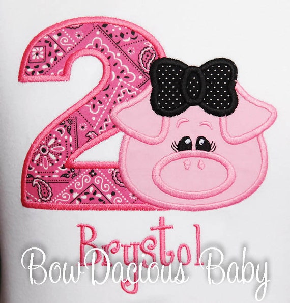 Pink Birthday Shirt, Pig Birthday Bodysuit, Custom, Any Age Il_570xn