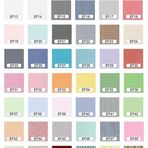 May include: Fabric chart with over 700 fabric options. The image displays a grid of fabric swatches in various patterns, including polka dots, stripes, gingham, and animal prints. Colors range from red and pink to blue and green.